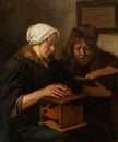 A couple reading the bible, painting by Jan Steen